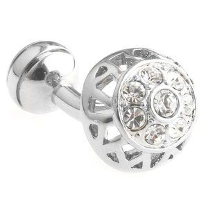 NEW! Crystal Silver Dome Cufflinks